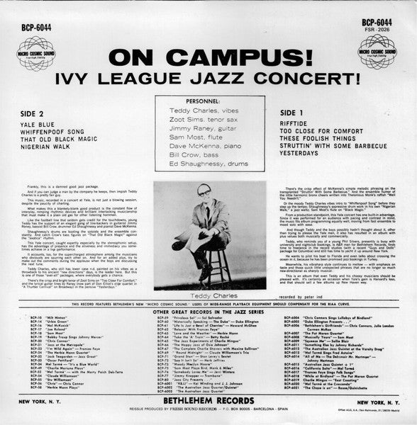 Release: On Campus - Ivy League Jazz Concert-Vinyl-Spain-1987-BCP 6044, FSR 2026-5885967