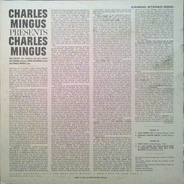 Release: Presents Charles Mingus-Vinyl-Italy-1985-GJS 9005-3613806