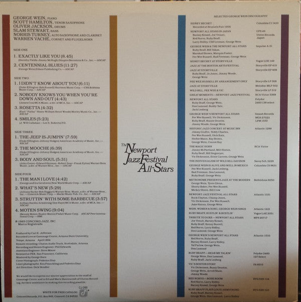 Release: The Newport Jazz Festival All-Stars-Vinyl-US-1985-CJ-260-7161362