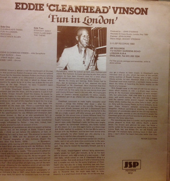 Master Release: Fun In London by Eddie "Cleanhead" Vinson