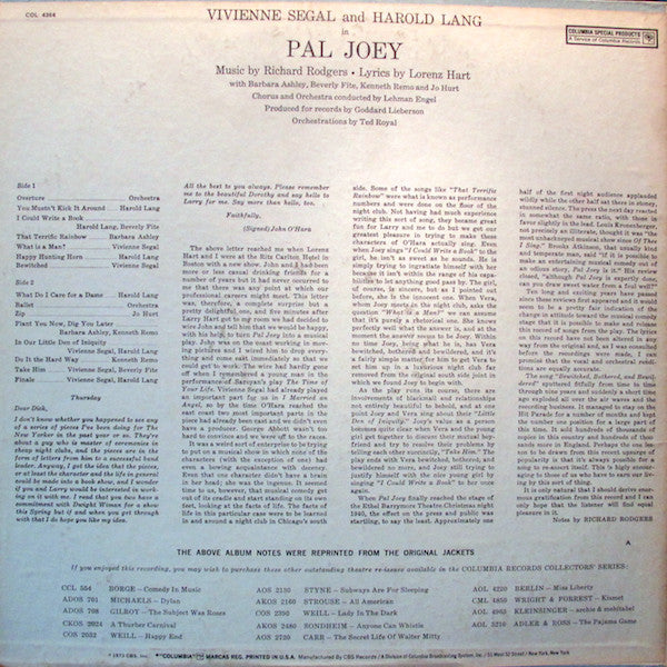 Master Release: Pal Joey by Rodgers & Hart