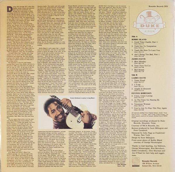 Master Release: Angels In Houston (The Legendary Duke Blues Recordings) by Bobby Bland