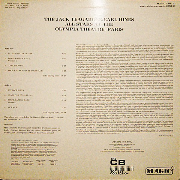The Jack Teagarden / Earl Hines All Stars At The Olympia Theatre Paris