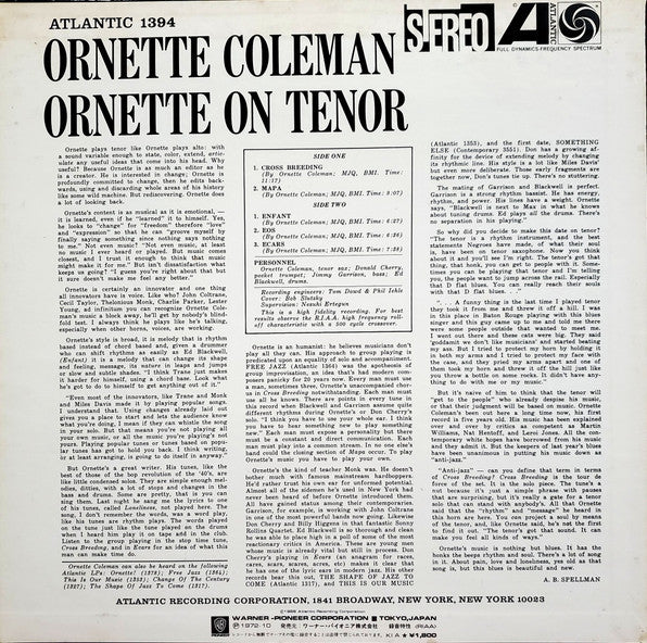 Ornette On Tenor