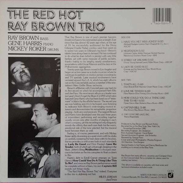 Release: The Red Hot Ray Brown Trio-Vinyl-US-1987-CJ-315-2341350