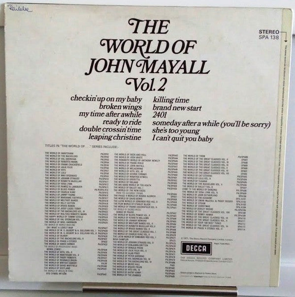 Master Release: The World Of John Mayall Vol.2 by John Mayall