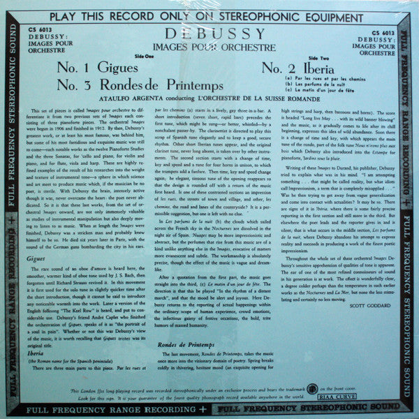 Release: Gigues......... Ibéria .....Rondes Des Printemps (Images Pour Orchestre)-Vinyl-Germany-1996-009 6013, CS 6013, CS 6013-6908714