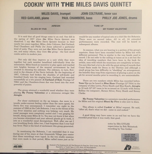 Release: Cookin' With The Miles Davis Quintet-Vinyl-US-2010-AAPJ 021-4274197