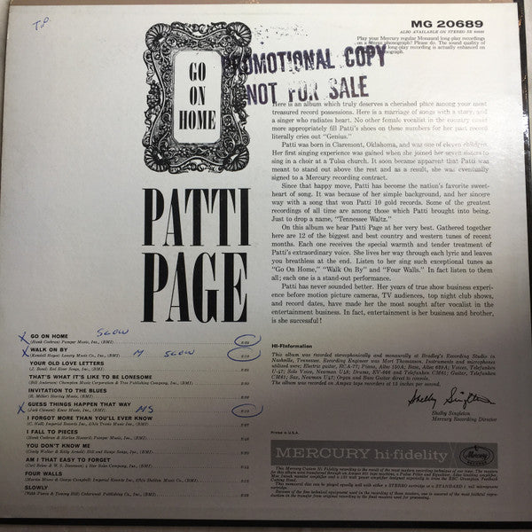 Master Release: Go On Home by Patti Page