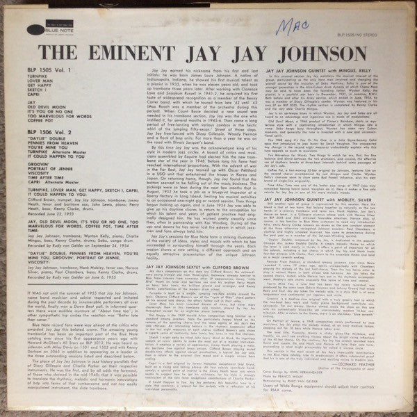 The Eminent Jay Jay Johnson Volume 1