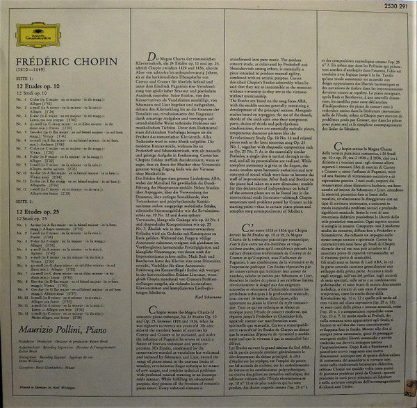 Release: Études Op. 10 & Op. 25-Vinyl-Germany-None-2530 291-8062189