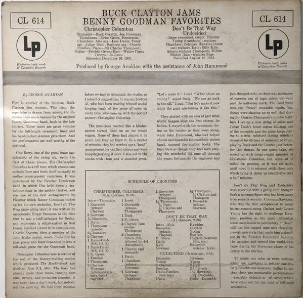 Release: Buck Clayton Jams Benny Goodman-Vinyl-US-1955-CL 614-1545629