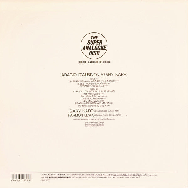 Release: Adagio D'Albinoni-Vinyl-Japan-1993-KIJC-9125-4803924