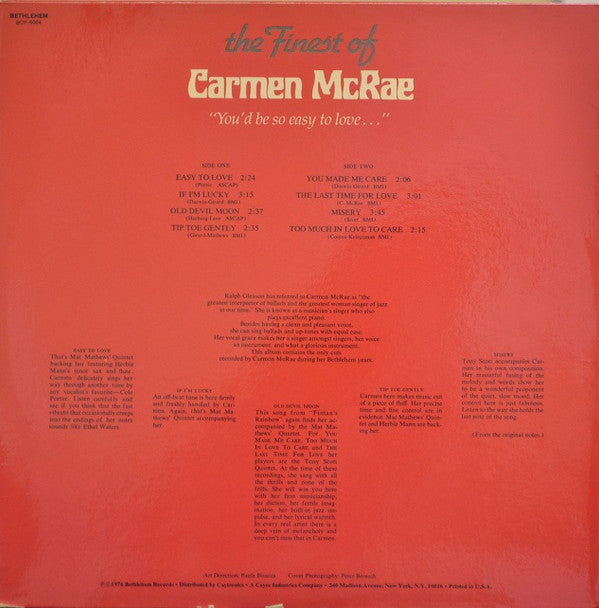 Release: Carmen McRae-Vinyl-US-1976-BCP-6004-3036483