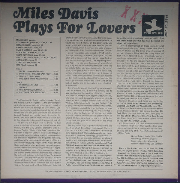 Release: Plays For Lovers-Vinyl-US-1965-PR 7352, PRST 7352-4022376