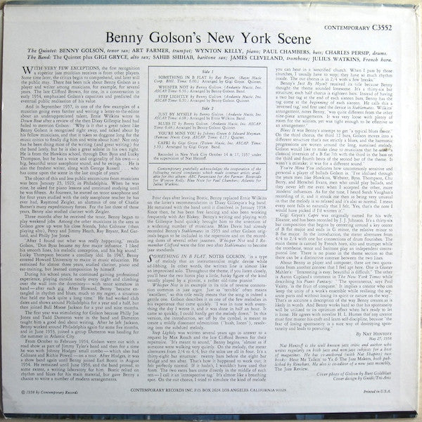 Release: Benny Golson's New York Scene-Vinyl-US-None-C 3552, C3552-2970877