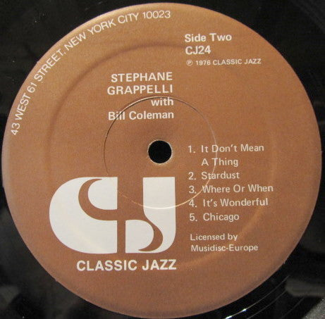 Release: Stephane Grappelli / Bill Coleman-Vinyl-US-1976-CJ 24, CJ24, 24-2946496