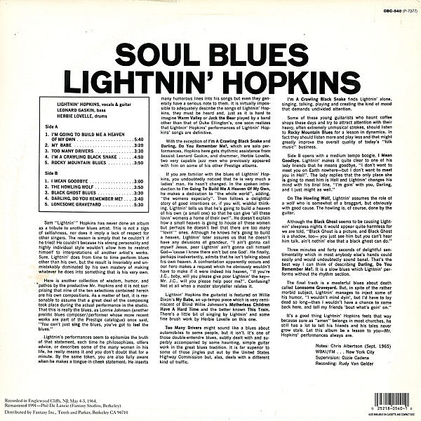 Master Release: Soul Blues by Lightnin' Hopkins