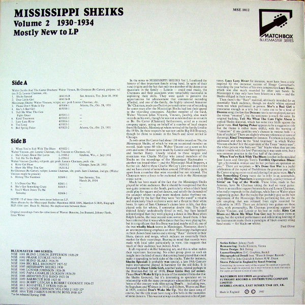 Master Release: Mississippi Sheiks Volume 2 1930-1934: Mostly New To LP by Mississippi Sheiks