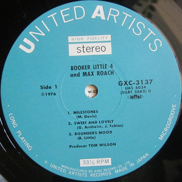 Release: Booker Little 4 & Max Roach-Vinyl-Japan-1976-GXC-3137, UAS 5034-2960362
