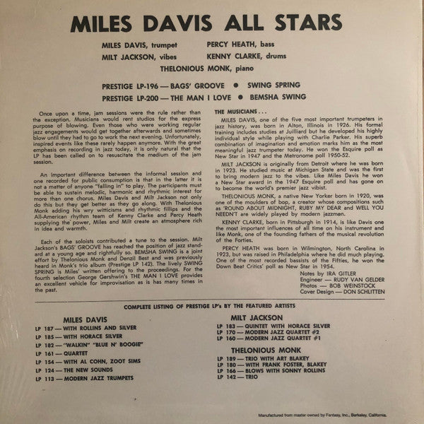 Release: Vol. 1-Vinyl-US-None-LP 196, PRLP 196-13078318