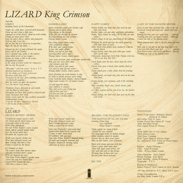 Release: Lizard-Vinyl-UK-1970-ILPS 9141, ILPS-9141-11313508