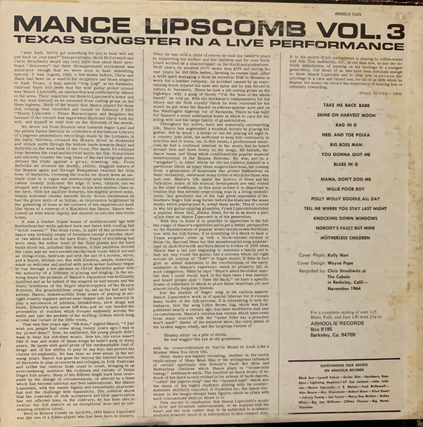 Release: Vol. 3: Texas Songster In A Live Performance-Vinyl-US-None-F1026-15722595