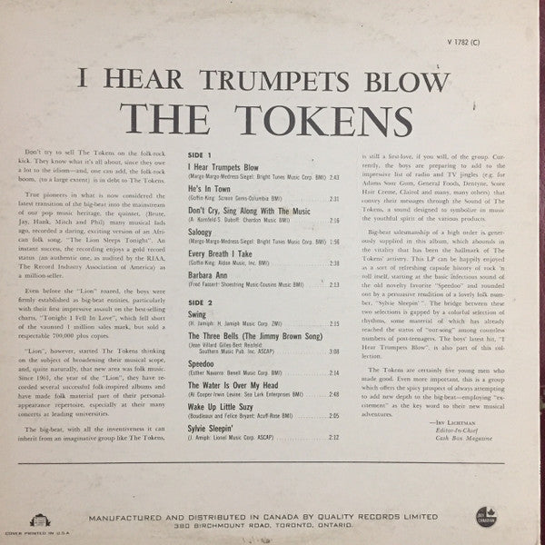 Release: I Hear Trumpets Blow-Vinyl-Canada-1966-V 1782(C)-11222619