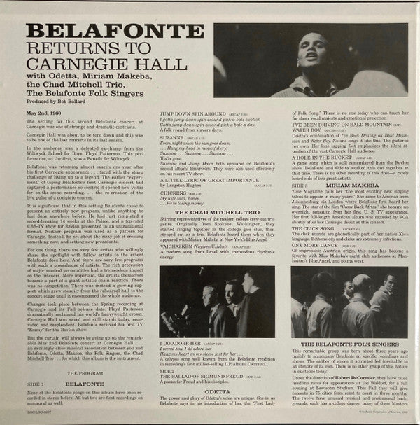 Master Release: Belafonte Returns To Carnegie Hall by Harry Belafonte