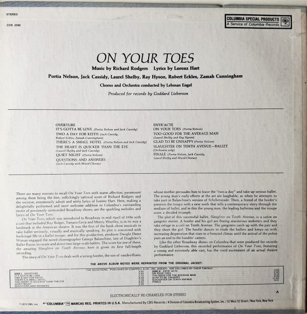 Release: On Your Toes-Vinyl-US-1973-COS 2590-10902773