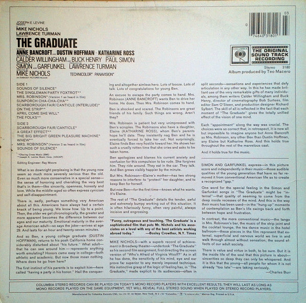 Release: The Graduate (Original Sound Track Recording)-Vinyl-US-None-PS 3180, 3180-10208221