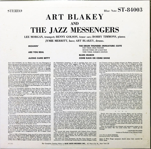 Release: Art Blakey And The Jazz Messengers-Vinyl-Japan-1978-ST-84003, BST 84003, FRP 5-2-21690763