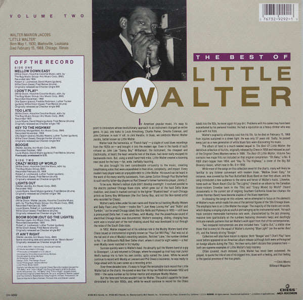Release: The Best Of Little Walter Volume Two-Vinyl-US-1989-CH-9292-14440846