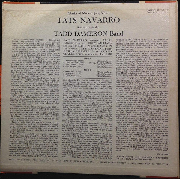 Release: Fats Navarro Featured With The Tadd Dameron Quintet-Vinyl-US-1961-JLP 50-12810875