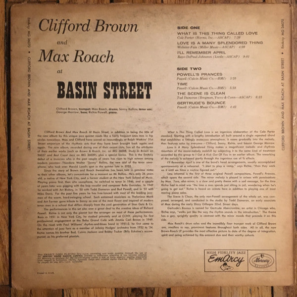 Release: At Basin Street-Vinyl-US-1972-MG 36070-12950650