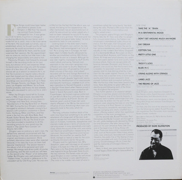 Release: Duke Ellington's Jazz Violin Session-Vinyl-US-1976-SD 1688-12543379