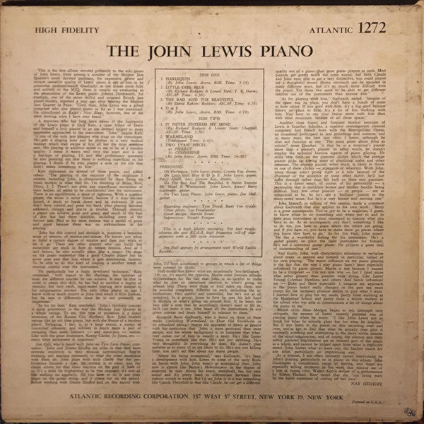 Release: The John Lewis Piano-Vinyl-US-1957-1272-16020645
