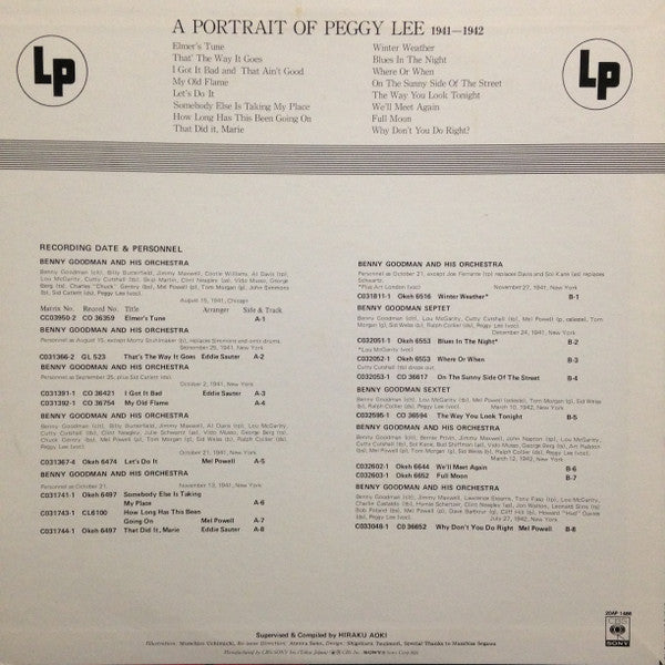 Master Release: A Portrait Of Peggy Lee 1941 - 1942 by Peggy Lee