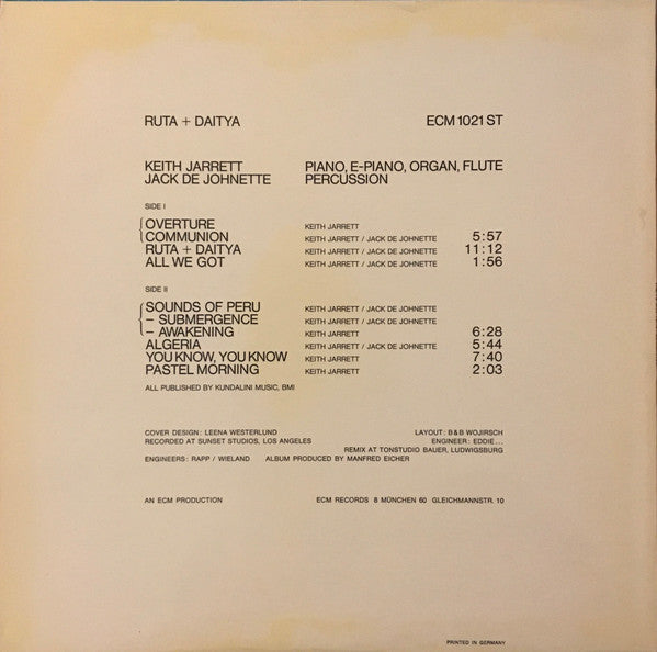 Release: Ruta And Daitya-Vinyl-Germany-None-ECM 1021 ST-15824387