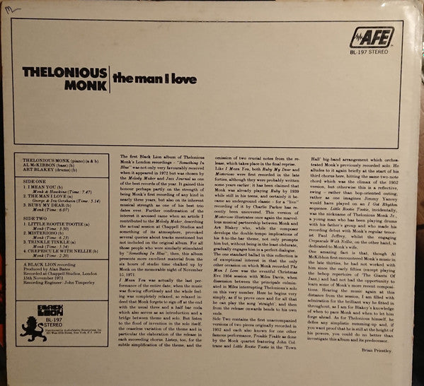 Release: The Man I Love-Vinyl-US-1973-BL-197-14166334