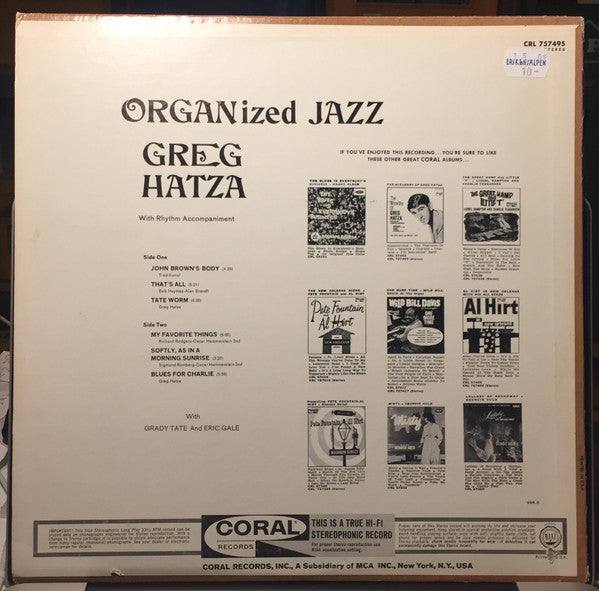 Master Release: Organized Jazz by Greg Hatza