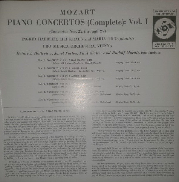 Master Release: Concertos For Piano & Orchestra (Complete): Vol. 1 (Concerto Nos. 22 Through 27) by Wolfgang Amadeus Mozart