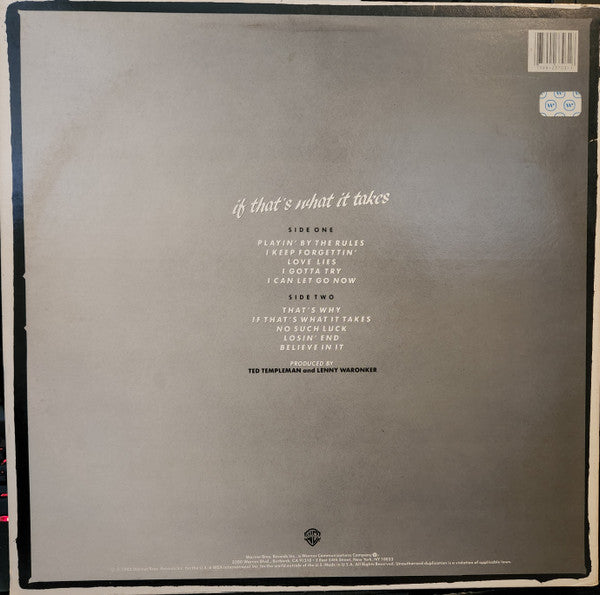 Release: If That's What It Takes-Vinyl-US-1982-1-23703-23743664