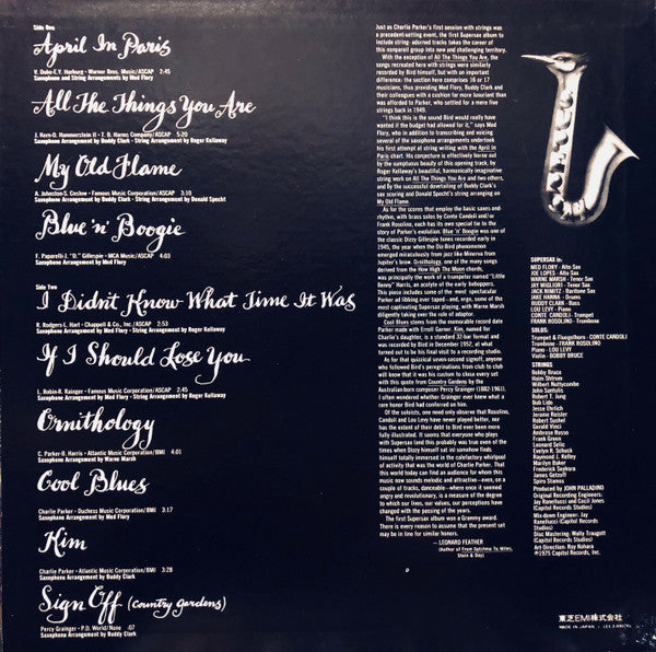 Master Release: Supersax Plays Bird With Strings by Supersax