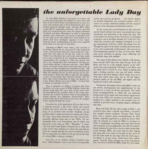 Master Release: The Unforgettable Lady Day by Billie Holiday