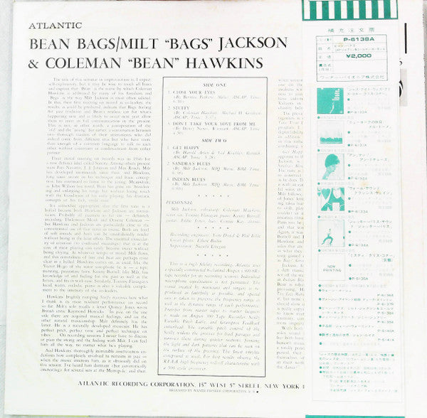 Release: Bean Bags-Vinyl-Japan-1975-P-6138A-23346791