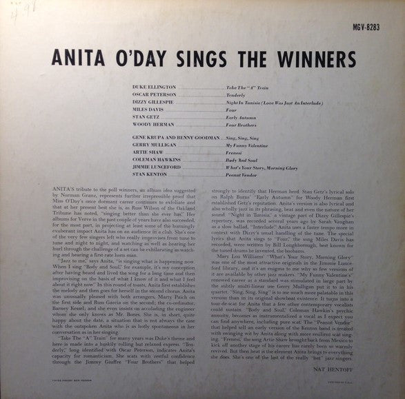 Release: Anita O'Day Sings The Winners-Vinyl-US-1958-MG V-8283-15304991