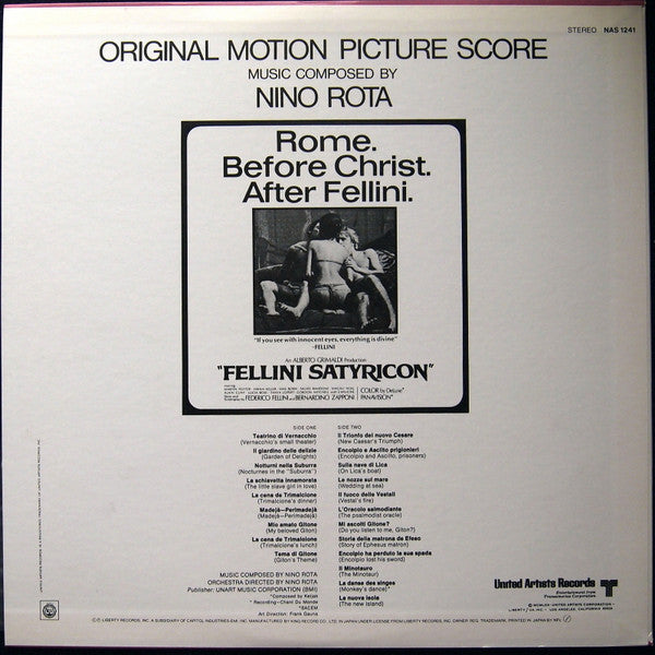 Release: Fellini Satyricon - Original Motion Picture Score-Vinyl-Japan-1970-NAS 1241-10882656