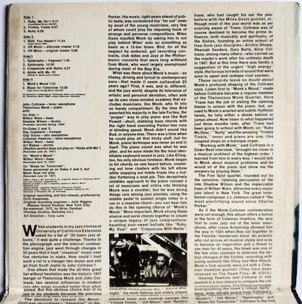 Release: Monk / Trane-Vinyl-US-1973-M-47011-30956926