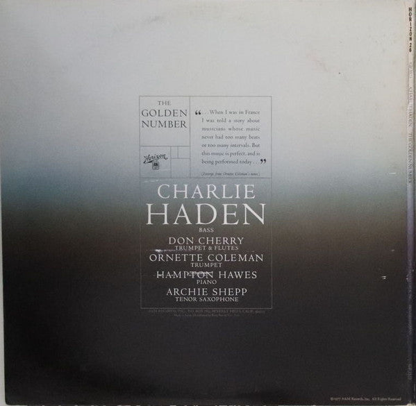Master Release: The Golden Number by Charlie Haden